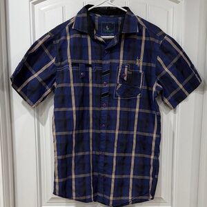 EUC Polo Ralph Lauren Navy and Beige Plaid Shirt